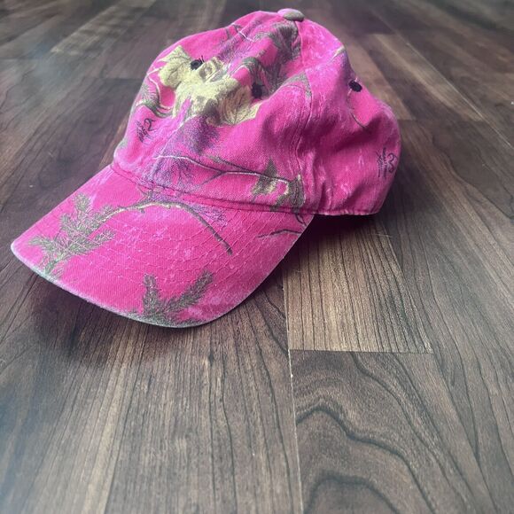 Realtree Hot Pink Camo Hat 6 Panel Curved Bill Adjustable Soft Cotton - Picture 10 of 11